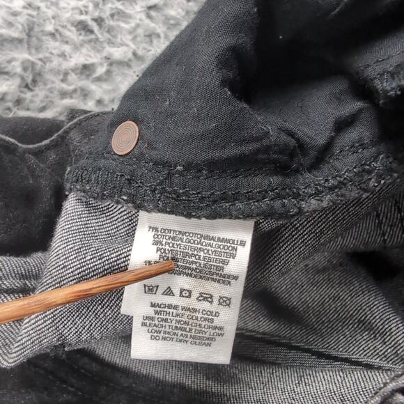 Free People Jeans Women 27 Black Mid Rise Slim Raw Hem Stretch Denim Distressed - Picture 5 of 10